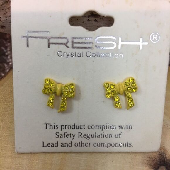 Fresh yellow crystal bow earrings  Earrings - Picture 2 of 4